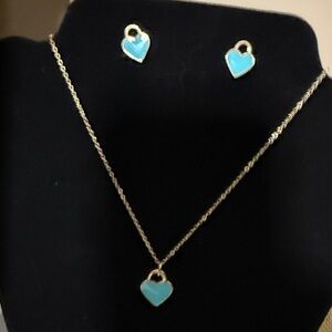 Park Lane Gold and Turquoise Heart Necklace and Earrings Set